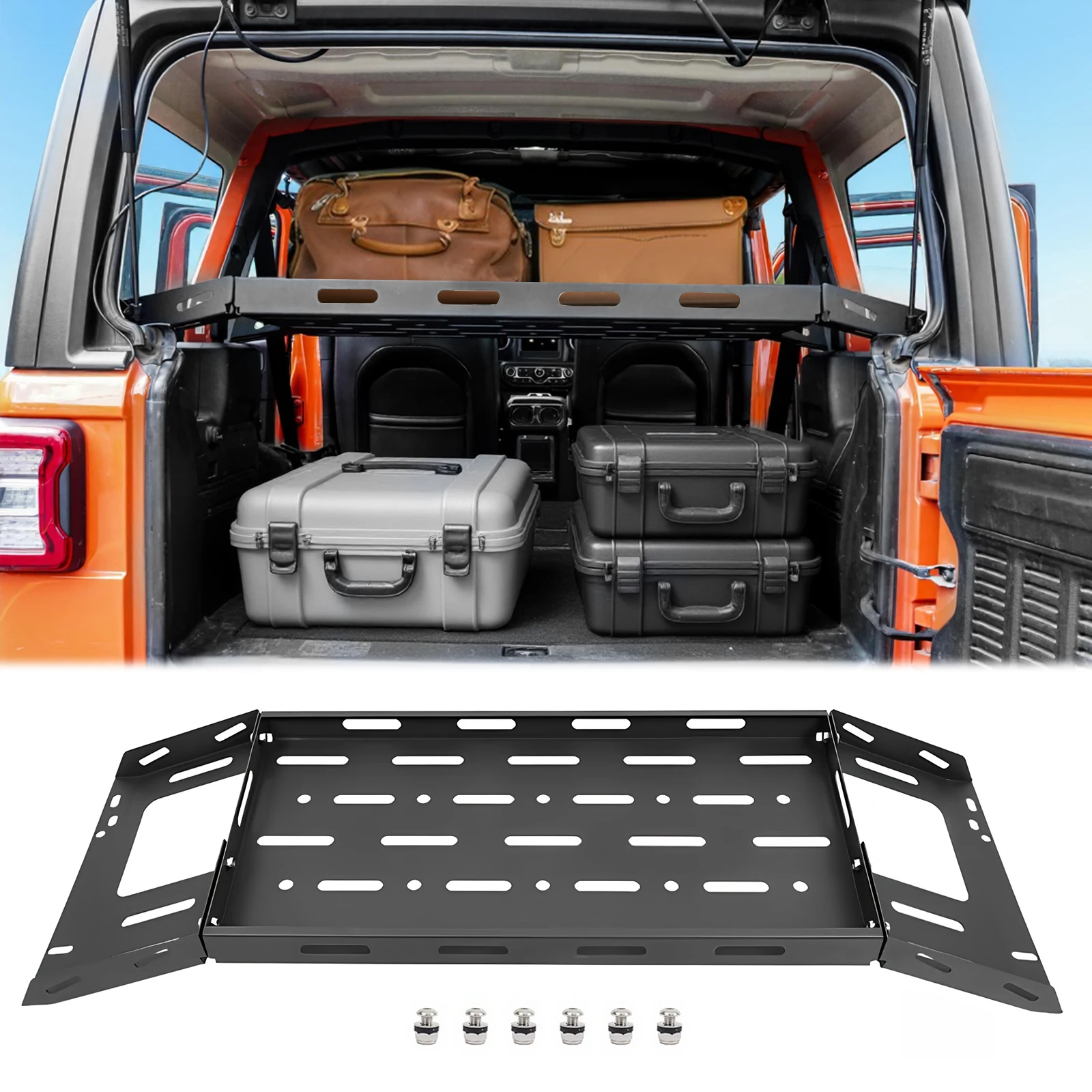 Interior Storage Luggage Carrier Interior Trunk Storage Rack Rear Cargo Basket Fit for Jeep Wrangler JL