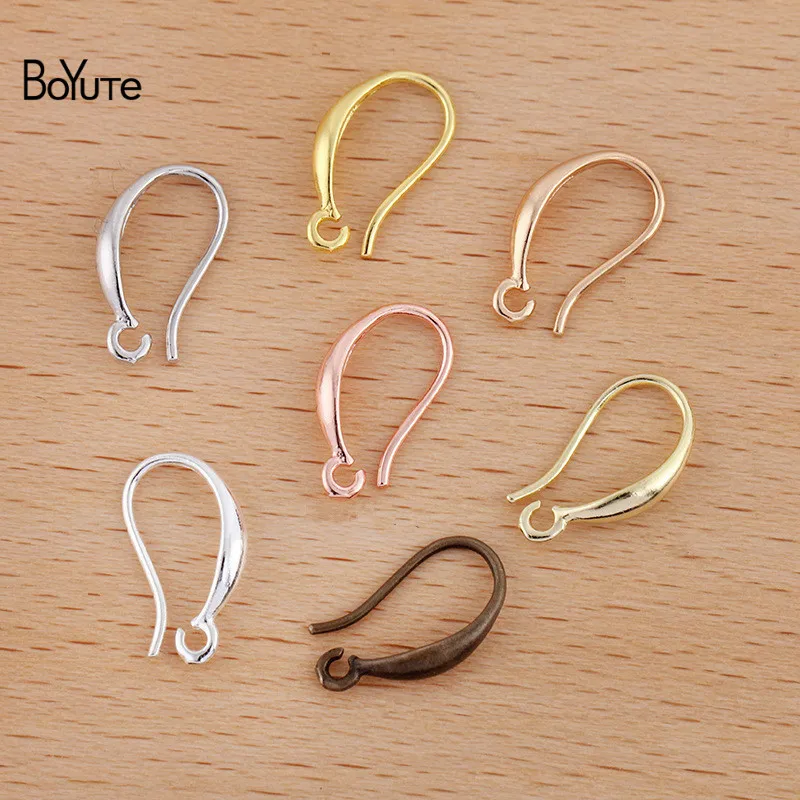 BoYuTe (50 Pieces/Lot) 8*14.5MM Metal Brass Ear Hook Earring Accessories Diy Handmade Jewelry Findings Components