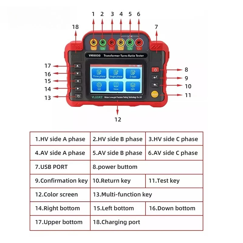 

2025 hot sale VLUUKE VK6030 Portable Transformer Turns Ratio Tester 220V Handheld Equipment TTR Meter