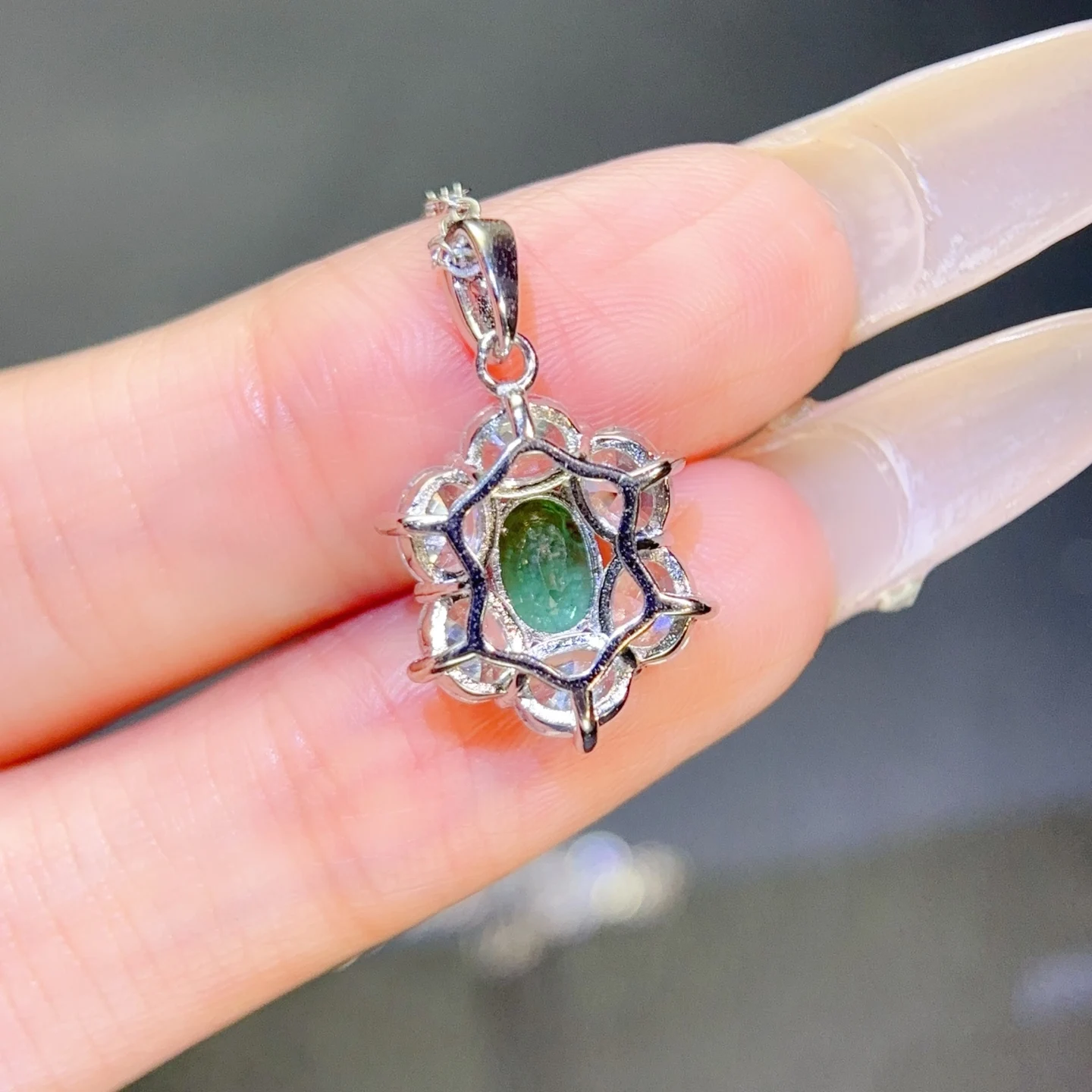 Natural Colombian Emerald Pendant with Certificate 5x7mm Genuine Emerald 925 Silver Necklace Pendant Birthday Gift for Women