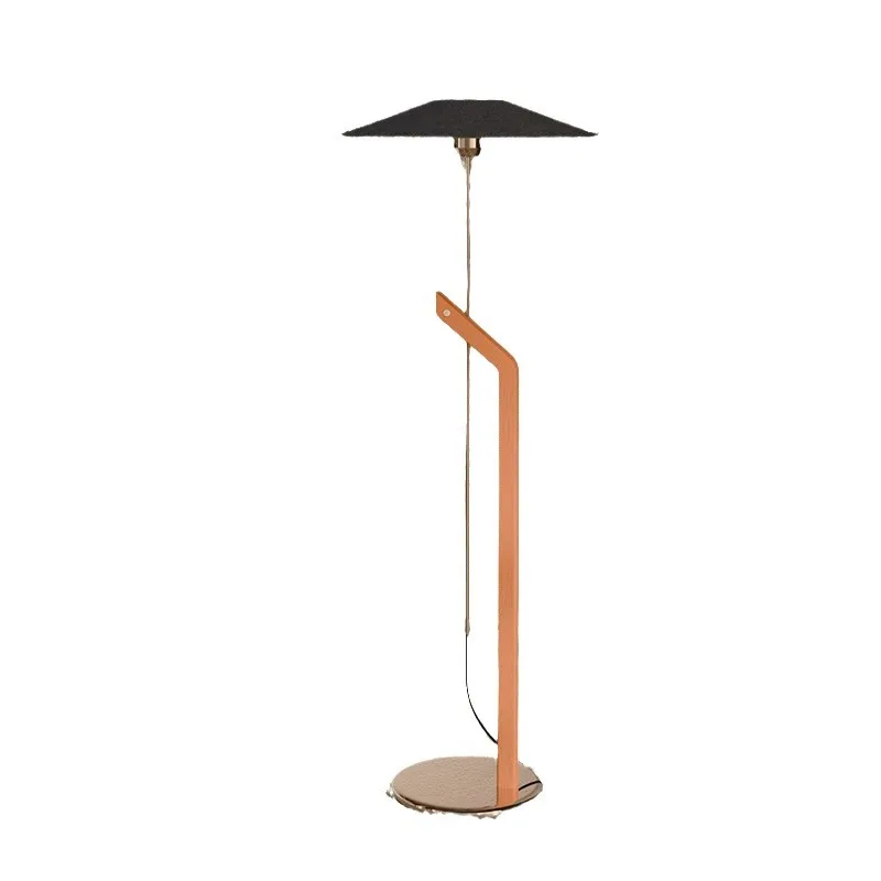 Suspended umbrella floor lamp next to the sofa in the medieval living room, vertical floor lamp in the bedroom decoration