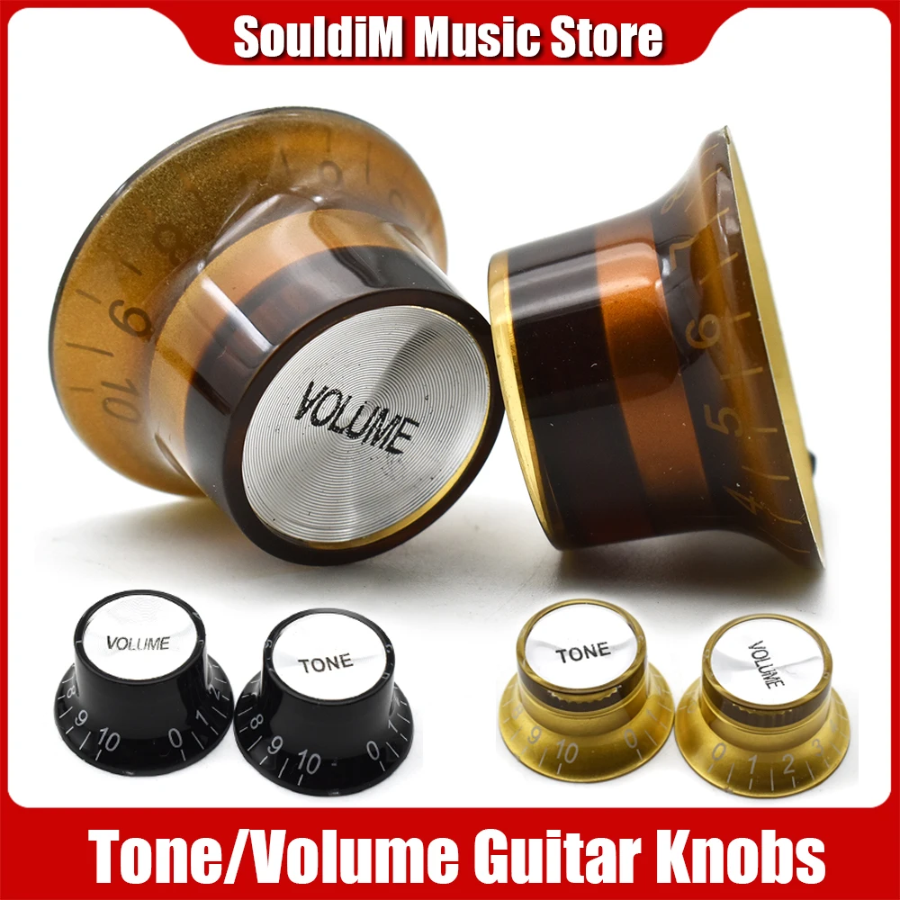 A Set of Speed Control Knobs for Electric Guitar 1 Volume 2 Tone 2V2T Black Coffee Golden 3 Color Provide