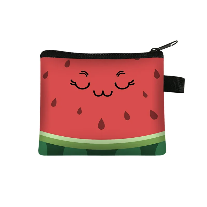 Bolso de mano de poliéster para guardar mascarillas, cartera portátil de frutas, sandía, tarjetas, llaves, monedas, monedero, Mini bolsa bonita