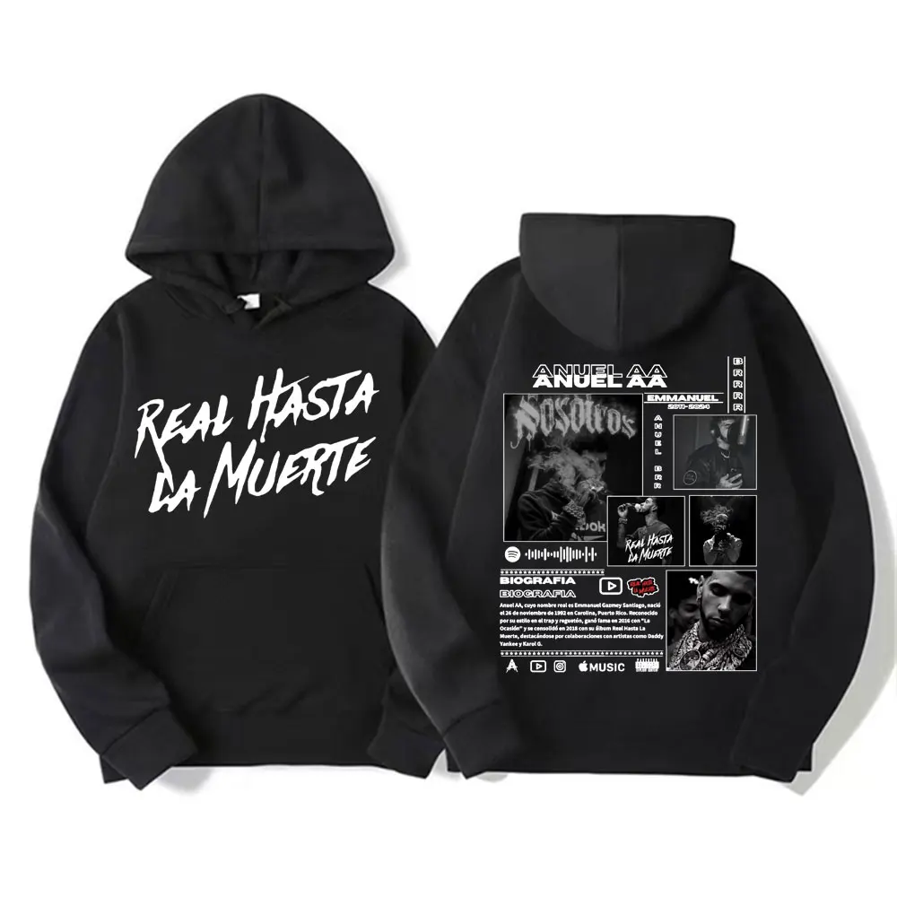 Rapper Anuel AA Real Hasta La Muerte Hoodies Men Women Hip Hop Retro Style Pop Music Sweatshirt Fashion Oversized Comfort Hoodie