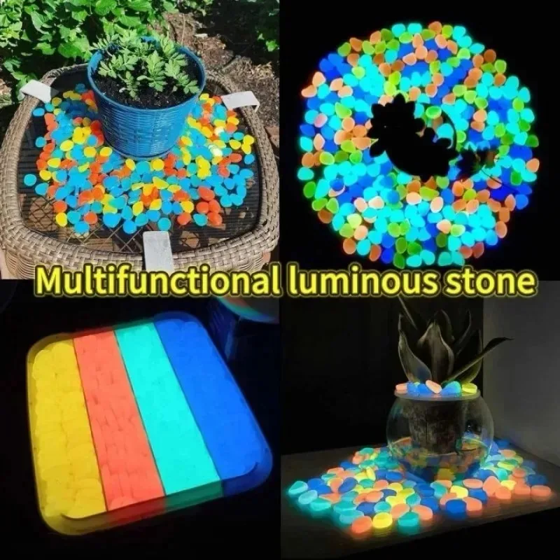 100-1000PCS Luminous Stone Garden Fish Tank Landscape Glow-in-the-dark Stone Decoration Artificial Fluorescent Color Goose Stone