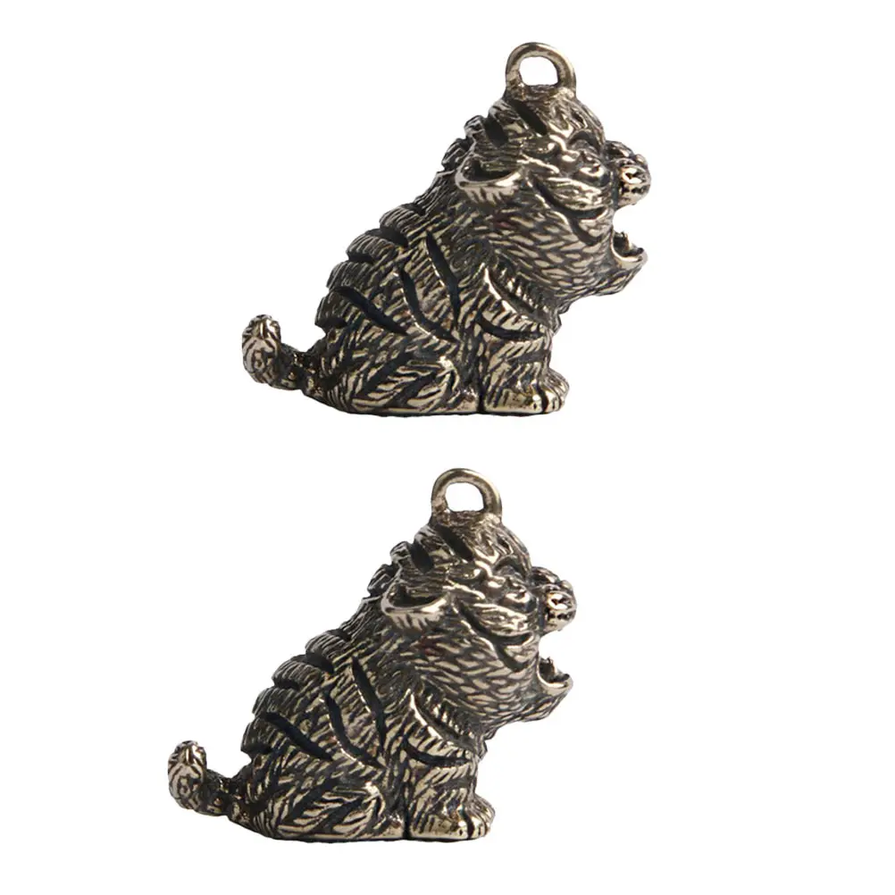

2 Pcs Key Chain Pendant Fine Workmanship Keychain Pendants Accessories Hollow Tiger Gift Charm Brass Rings Making Material