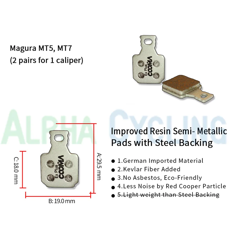 Bicycle Disc Brake Pads for Magura MT5 MT7 Calipers, 10 Pairs, Ex Plus Class