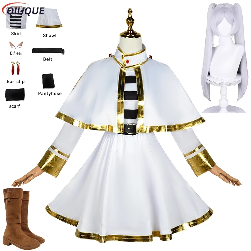 Frieren Beyond Journey's End Cosplay Anime Sousou no Frieren Costume Frieren at the Funeral Wig Shoes Women Girl Outfit Dress