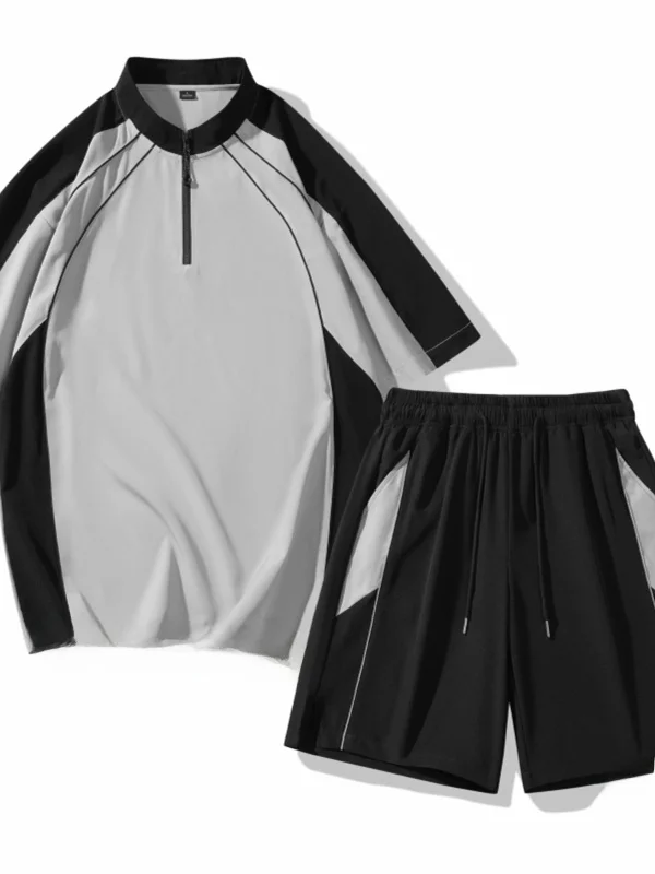 

Ice Silk ort Sve Sportswear Set for Men Summer Thin Breathable Qui Dry Casual American Sle orts Polyester Fiber