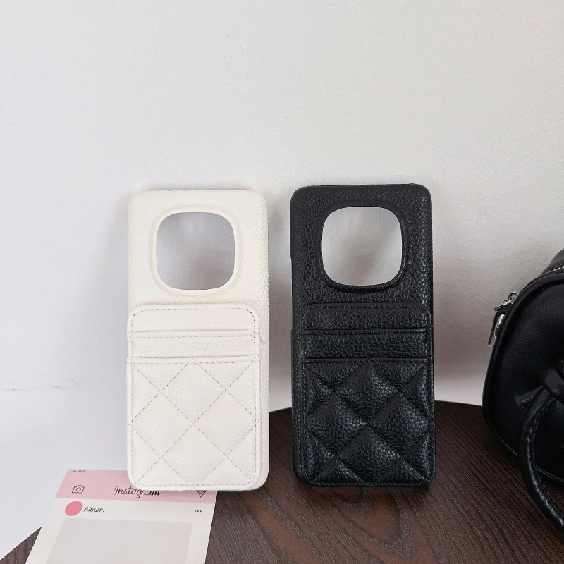 Lingge Brieftasche Karte Slot Einfarbig Leder Telefon Fall Für Xiaomi 15 Ultra 13 13T 14T 14 Ultra Pro redmi Hinweis 13 14 Pro 14C 13C