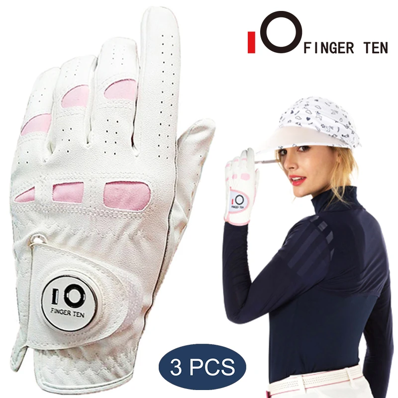 

Women Ladies Golf Gloves Right Hand Left Rh Lh With Ball Marker PU Leather Durable Fit S M L XL Golfer Glove Drop Shipping