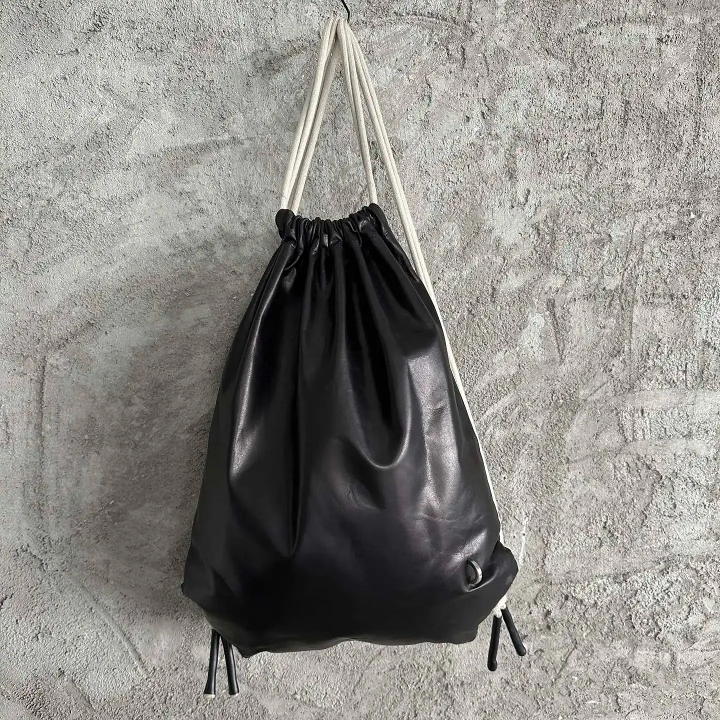 Owen Seak Men's Backpack Genuine Leather Casual Unisex Handbag Black Softback Women's Shopping Bag