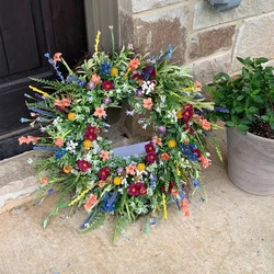 Couronne de paille artificielle, 35/40/45/50cm, guirxiété de fleurs, cadeau de mariage, décor de pâques