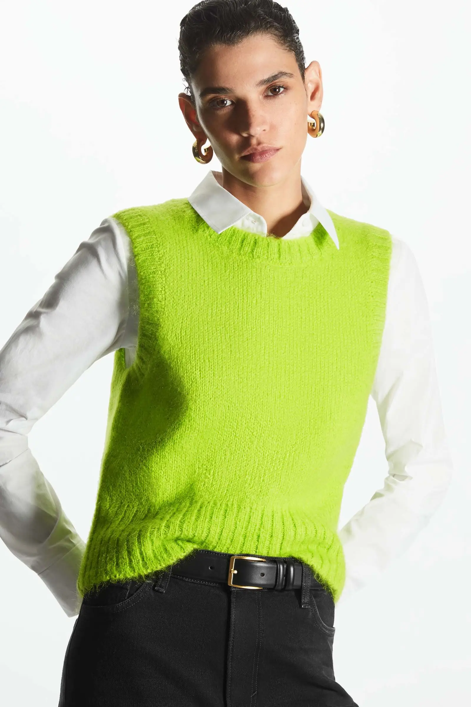

Ethereal MD 2025 cos autumn new style of Ladies' casual fashion Fitted round-neck mohair blended vest