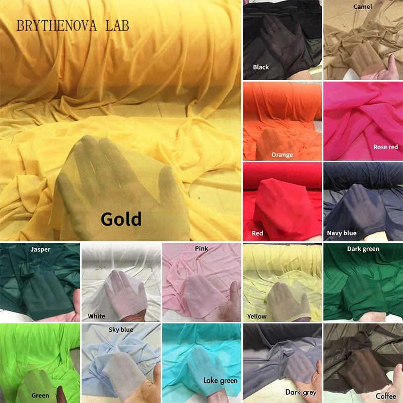 1/2/3M 4 Way Stretch Nylon Spandex Mesh Fabric 20D Thin High Encrypted Elastic Tulle Gauze Net Fabric for Sewing Material