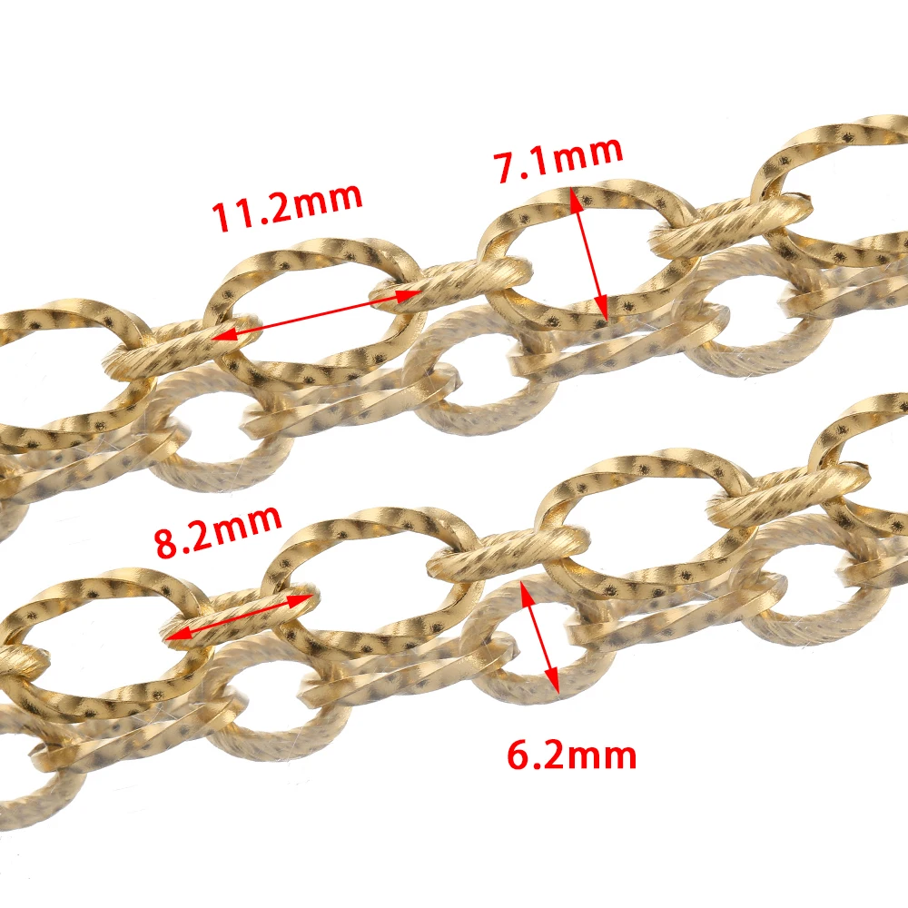 Stainless Steel Textured Long and Short Chain Heavy Chunky Twisted Oval Link Rolo Chain Bulk For Diy Necklace Jewelry Making