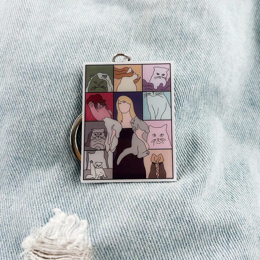 Eras Tour Cats Keychain Happy Eras Tour Day Keyring Singer Album Jewelry Music Pendant Fans Creative Gift view 3