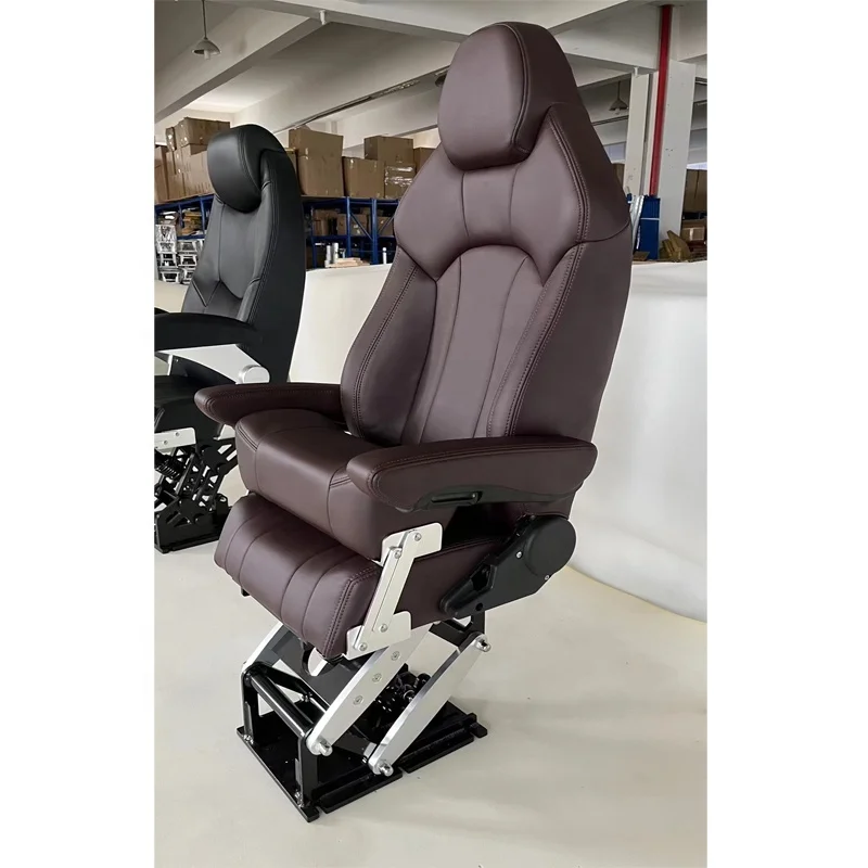 Deluxe Boat Seat Customized Suspension Function Adjustable Backrest Marine Pilot Leather Captains Chair
