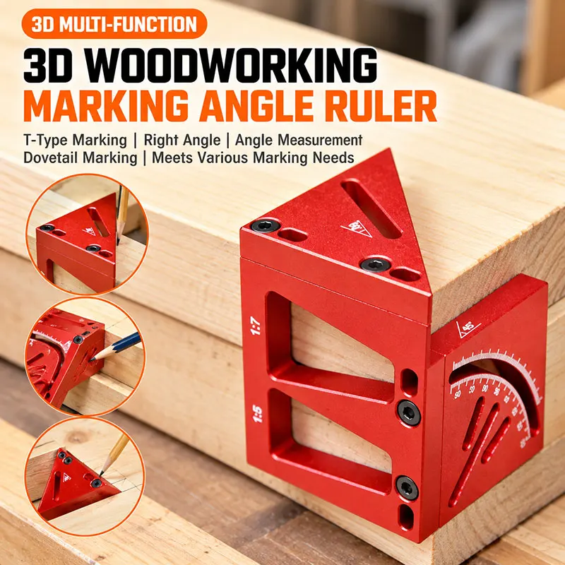 YYM Center Finder Woodworking Square Dovetail Jig Aluminum Alloy 30/45/60/90 Degree Multifunctional Marking Gauge Carpentry Tool