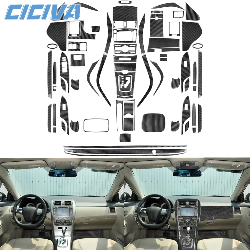 

For Toyota Corolla 2009-2013 Carbon Fiber Instrument air conditioning vents shift lift panel Car Decoration Accessories Sticker