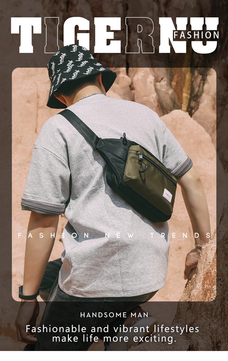 Tigernu Brusttaschen für Männer 7,9 Zoll IPad Tasche leichte Umhängetasche wasserdichte Umhängetasche männliche Mini-Taschen Sling Bag Handtasche – Detail 1