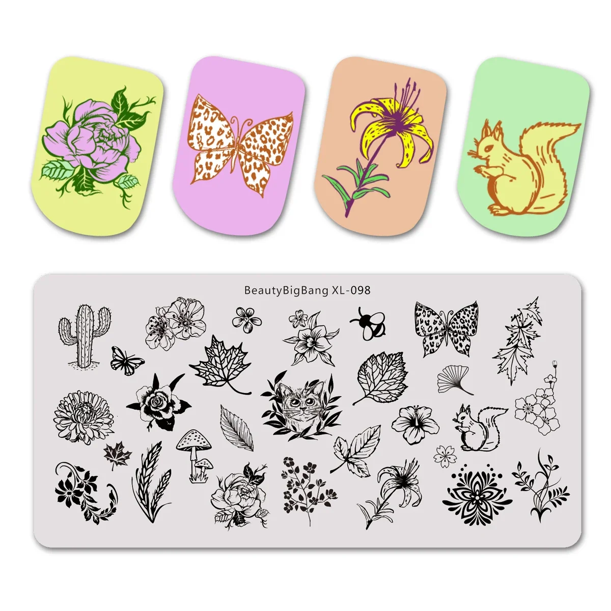 BEAUTYBIGBANG Hot Sale Animal Flower Pattern Nail Stamping Plates Leopard Nail Template