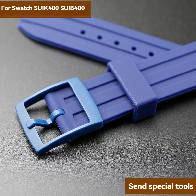 18 مللي متر سيليكون المطاط حزام الساعات ل سواتش استبدال حزام ساعة اليد SUIB400 SUIK400 الأسود مقاوم للماء الرياضة معصمه الرجال النساء