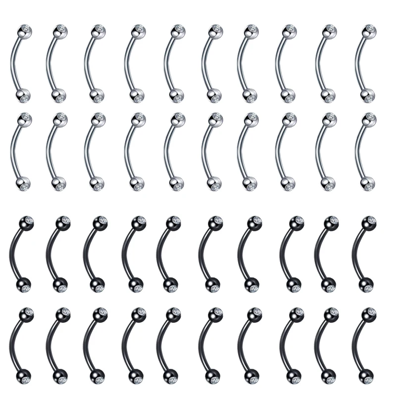 40Pcs Stainless Steel CZ Labret Monroe Lip Ring Tragus Nail Helix Earring Stud Piercing Cartilage Tragus Conch Earring Studs