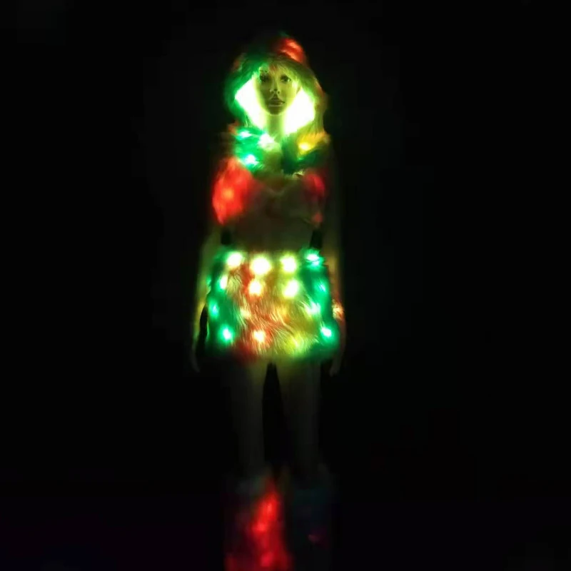 Women LED Light Set Female Personality Fashion Controllable Light With Remote Control LED Three-Piece Set Nightclub Dance Cloth