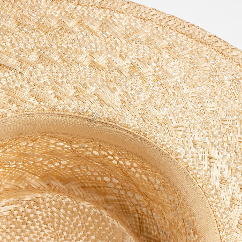 USPOP Spring Summer Fashion Retro Hollow Hand-woven Sisal Wide Brim Straw Hat Ring Top Straw Jazz Fedoras Sun Hat