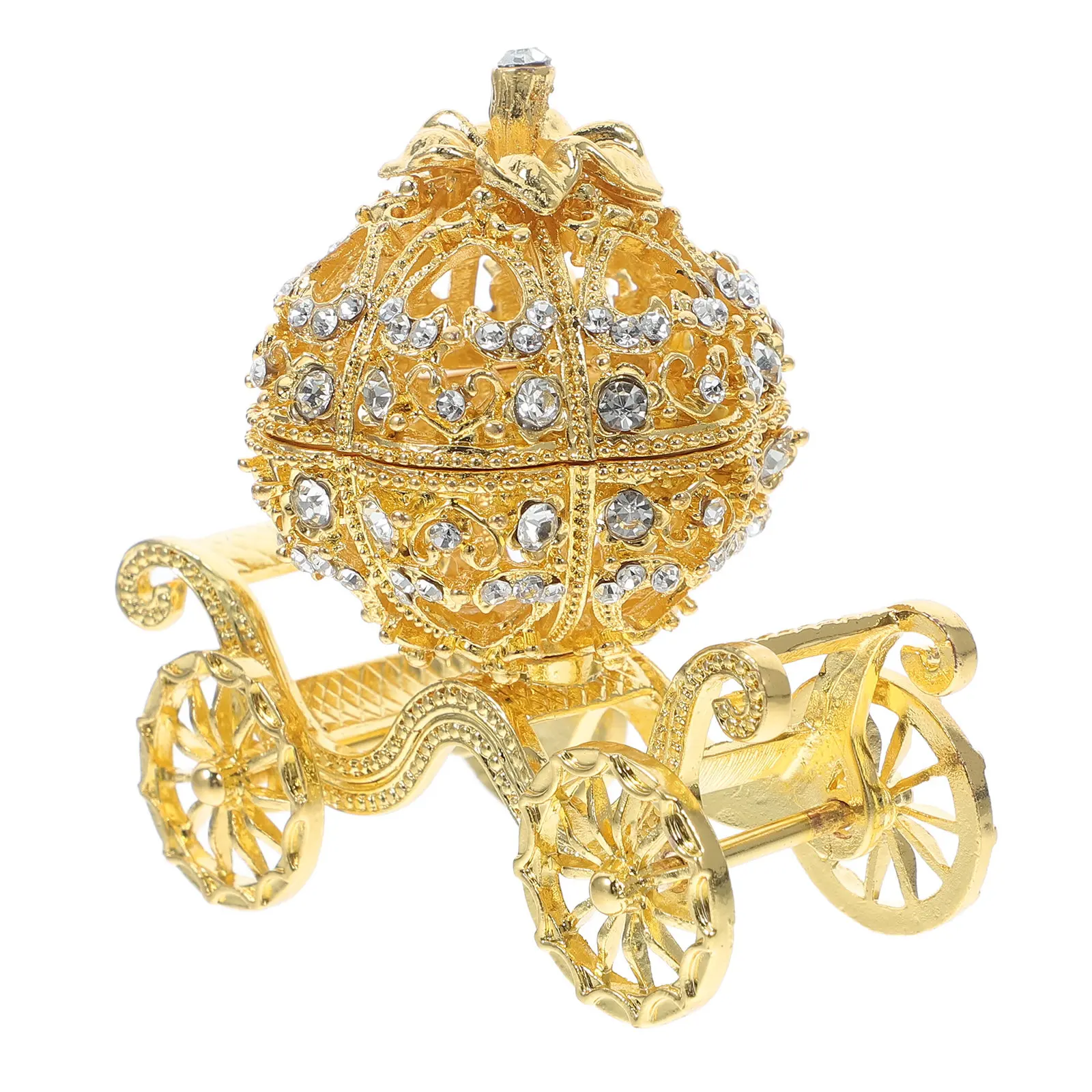 

Шкатулка для украшений в форме тыквенной кареты, европейский стиль, из цинкового сплава, на петлях, для хранения ювелирных изделий, декоративная коробка, украшение для вечеринок, винтаж