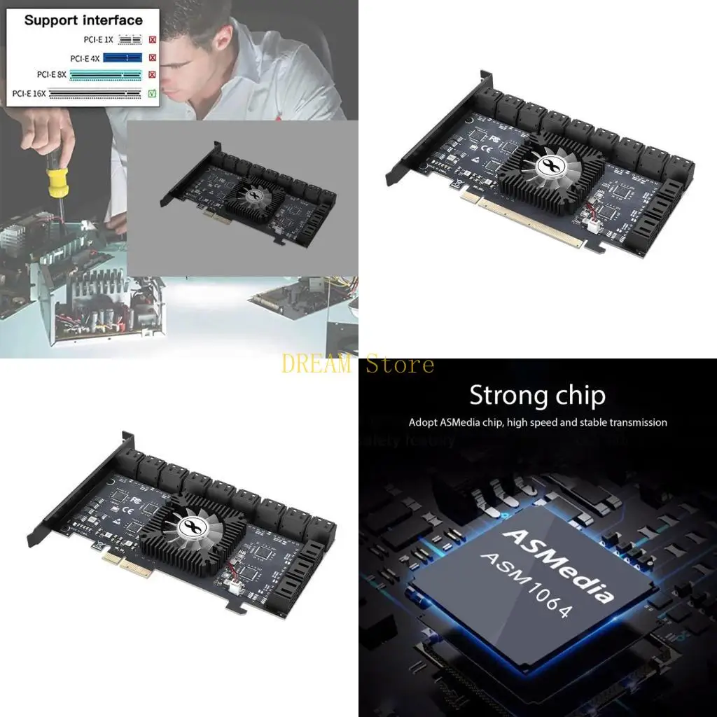 24 Port PCIE Riser Adapter PCI-Express / X16 to 6Gbps Fast Extender Best Sale