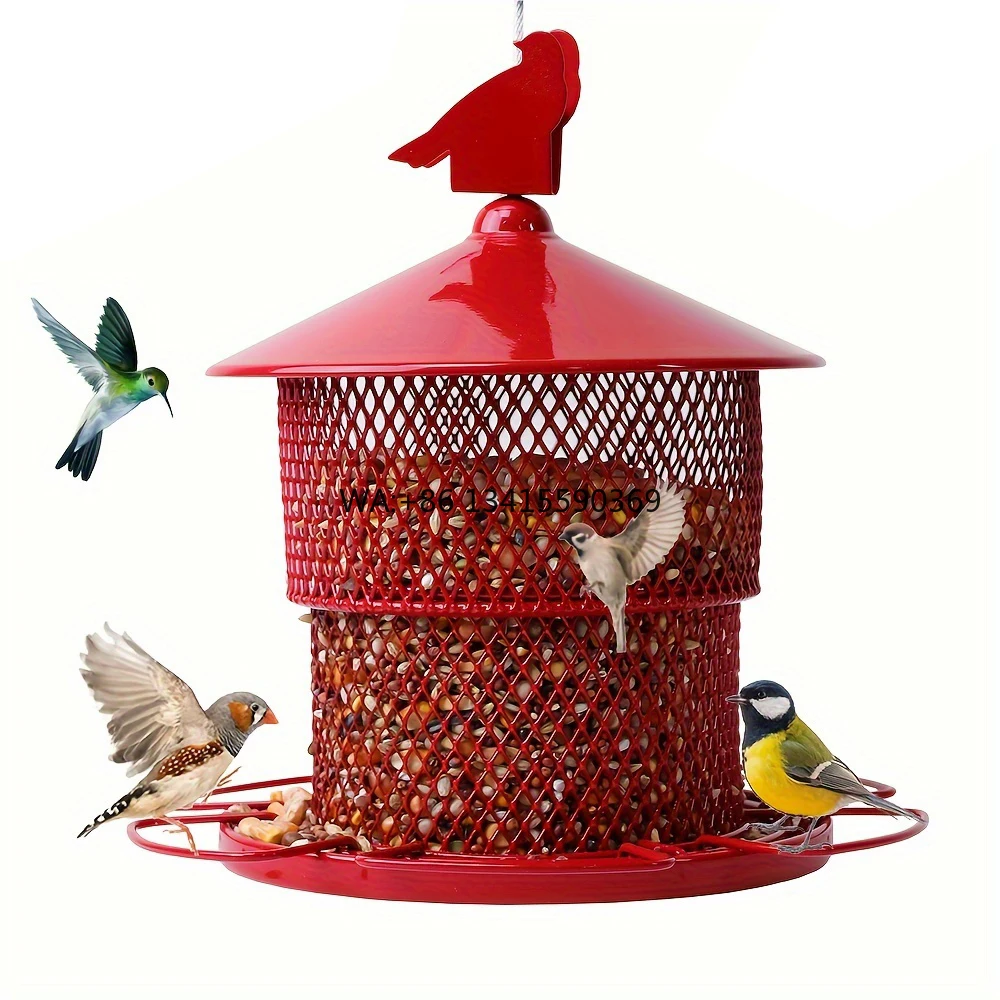 

Metal Bird Feeder Squirrel Proof Heavy Cardinals Finch Blue Jay Sparrows Wild Birds Durable Weather Resistant Outdoor Hanging