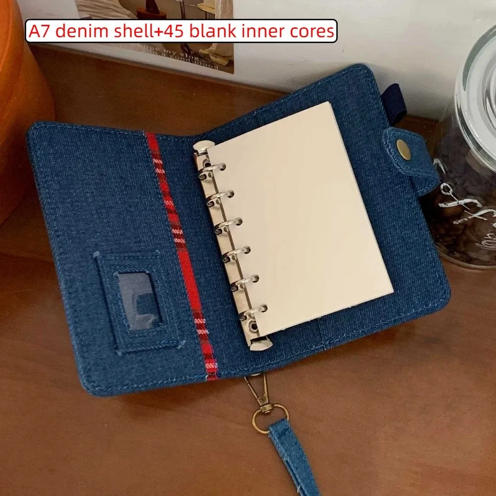 

High-end A7 Retro Denim Notebook Loose Leaf Refillable Binder Notebook Reusable Casing Thick Paper Student Slabs Student