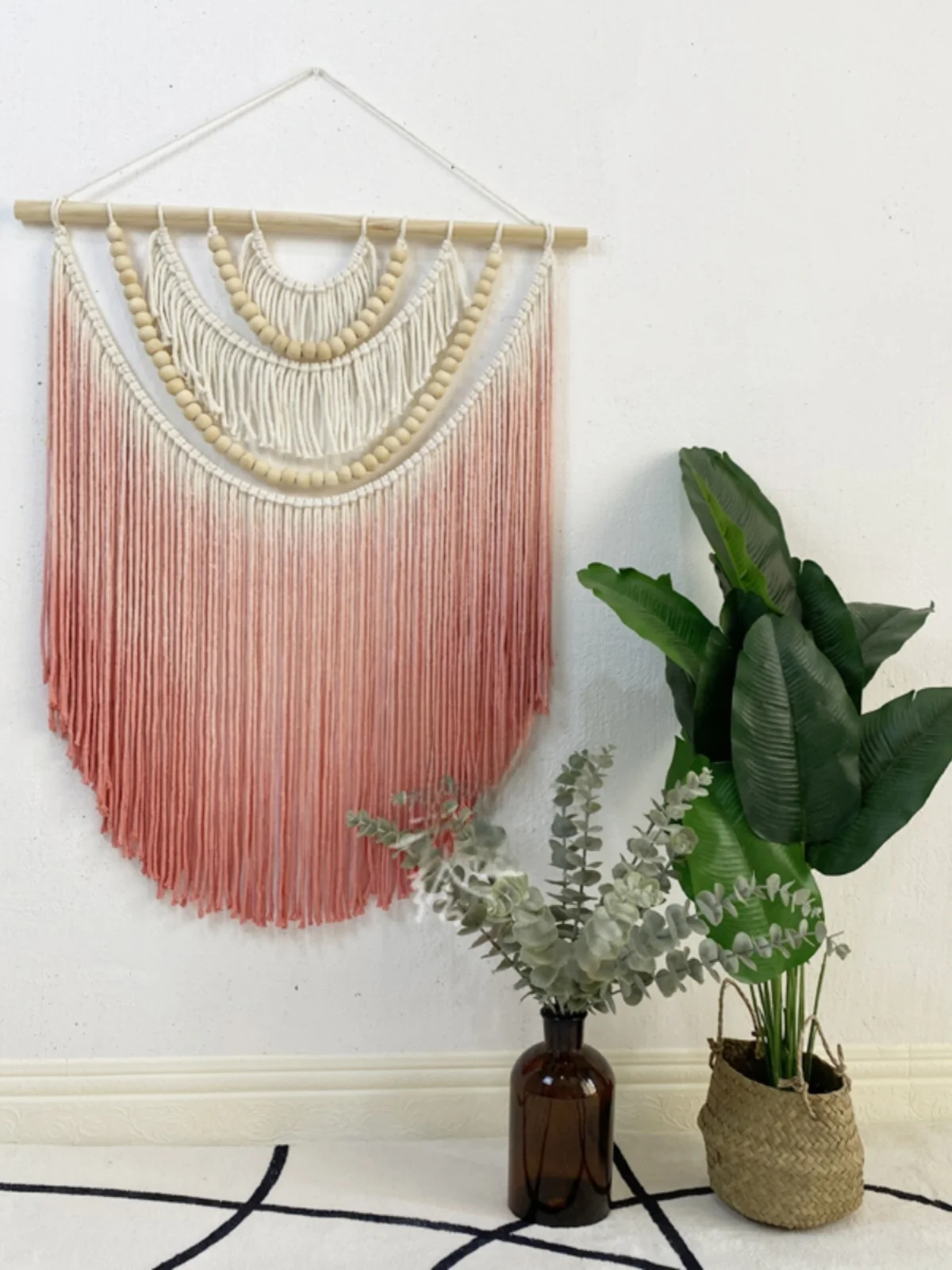 Handwoven Wall Tapestry Decorative Artwork Creamy Style Soft Decoration Matching for B&B Personalized Wall Hanging Accessories