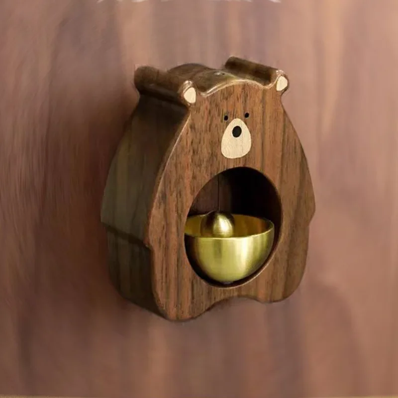 

Decoration Ornaments Housewarming Gift Home Decoration Accessories Magnetic Solid Wood Wind Little Bear Wooden Door Bell
