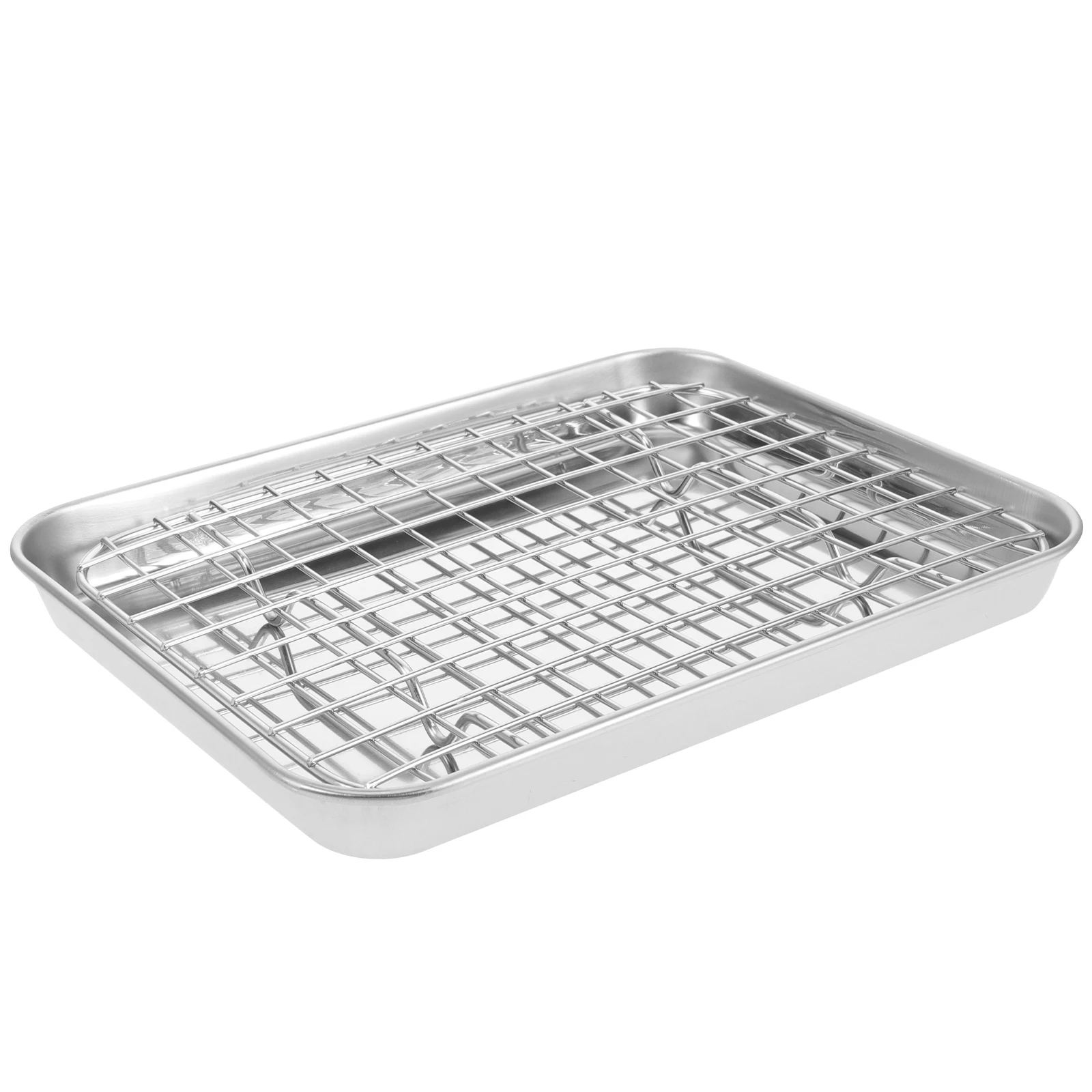 

1 Set Stainless Steel Baking Tray With Wire Rack For Oven Baking Pan Rack Set Crispy Food Meat Steaks Breaded Dishes Dishwasher
