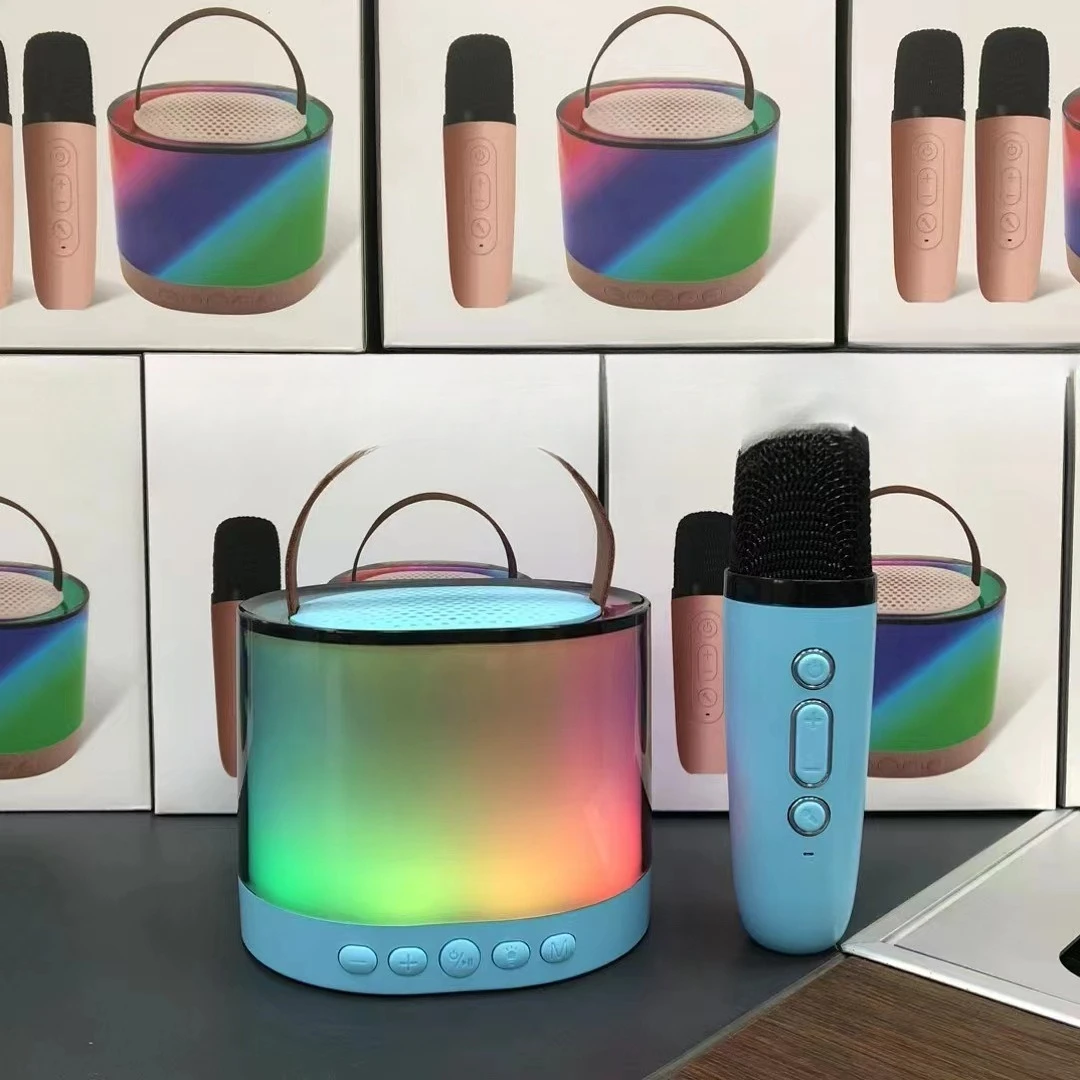 K52 full screen colorful LED light bluetooth speaker portable wireless microphone