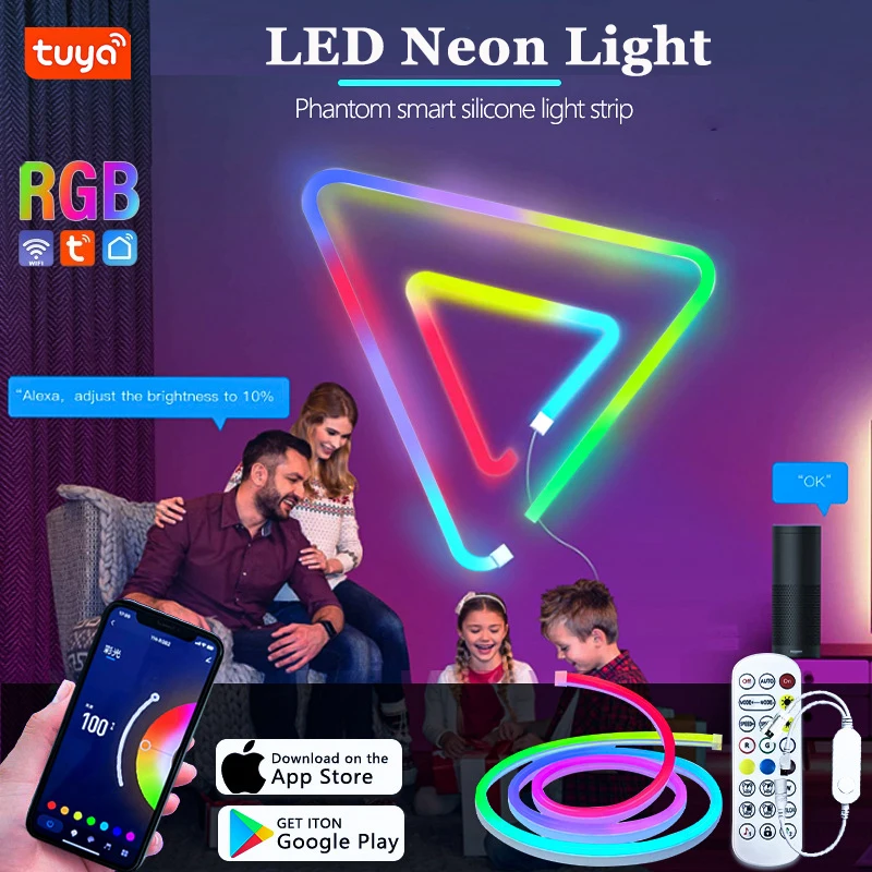 Flexible Light RGB Neon Strip 12V DIY Shape APP Control TV Backlight Game Room Bedroom Decoration WIFI Smart IP67 Running Horse