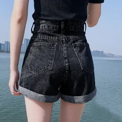 Shorts Women Black Gray Denim Shorts For Women Summer High Waist Loose Ropa Mujer
