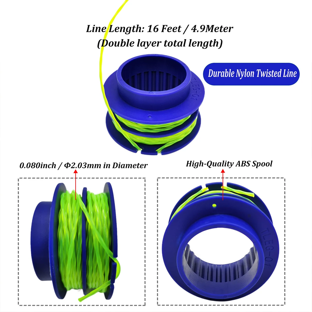 3pieces Weed Eater Head Replacement With Double Wire Spool For Convenient Maintenance Durable