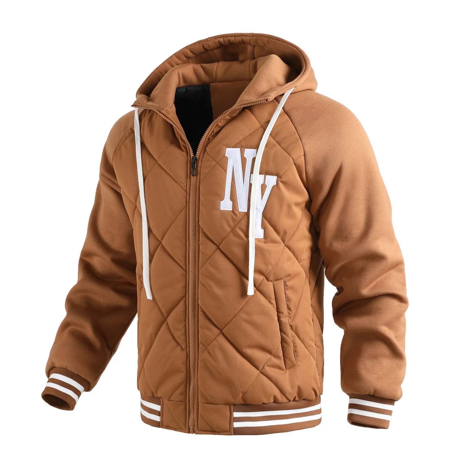 2024 Autumn and Winter New Fashion Sports Thick Warm Hooded Coat Men's Casual Loose High-Grade Large Size Cotton-Padded Jacket