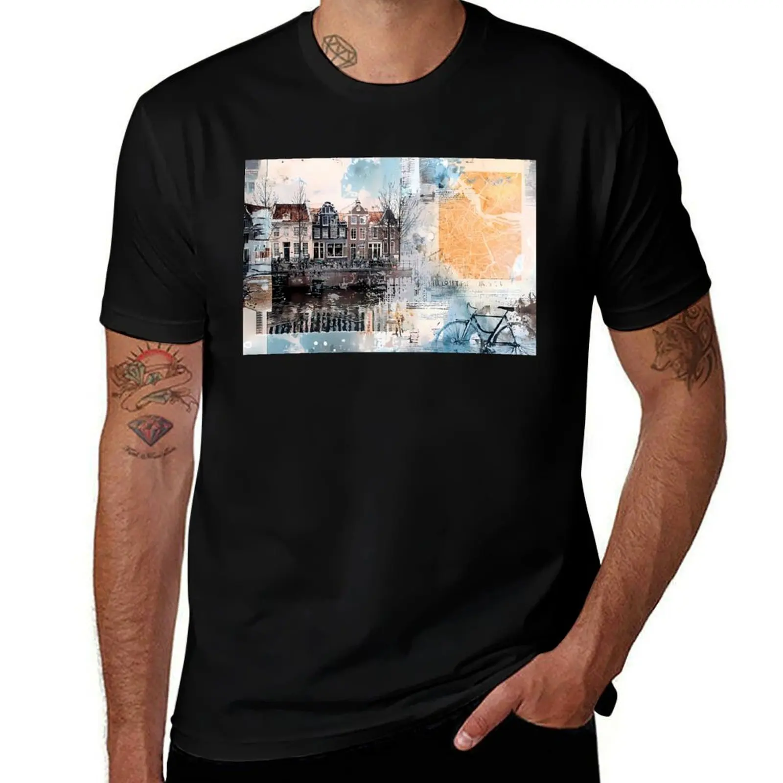 

Amsterdam rural poster, collage T-Shirt korean fashion cute clothes Personalized t-shirt anime stuff Men's t-shirts