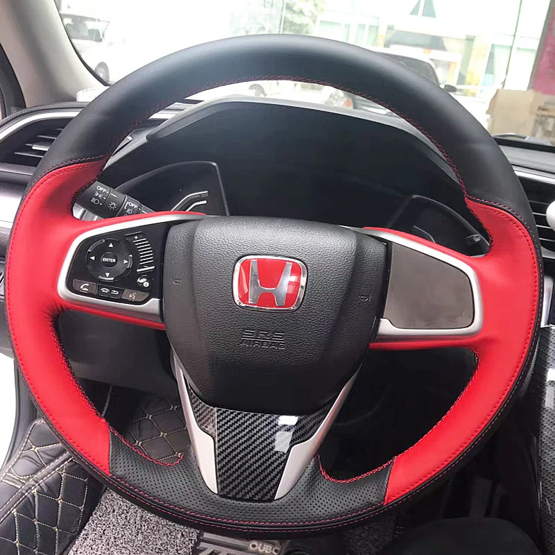 

Customized Hand-sewn for Honda 10th gen Civic‌ CRV CR-V 2017-2021 Breeze 2020 2021 Car Steering Wheel Cover Braid Leather