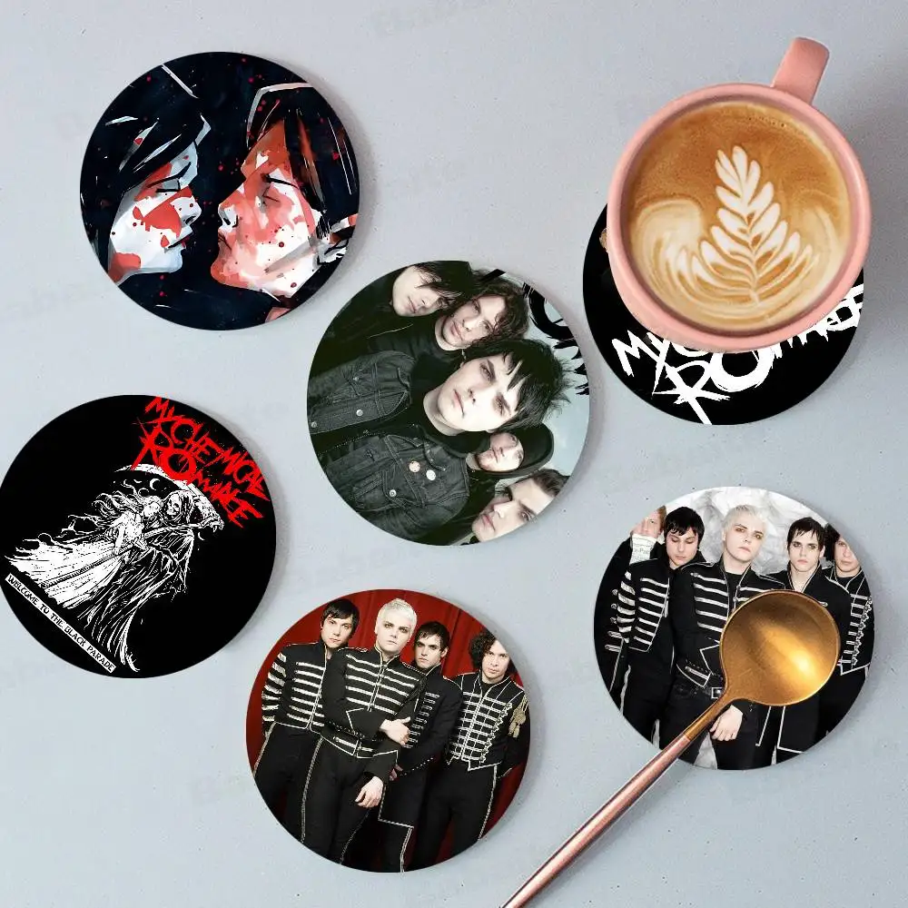 My Chemical Romance Rock Band Natural Wood Coaster Creative Cartoon Absorbent Cushion Coffee Mug Bowl Cushion Insulation Cushion