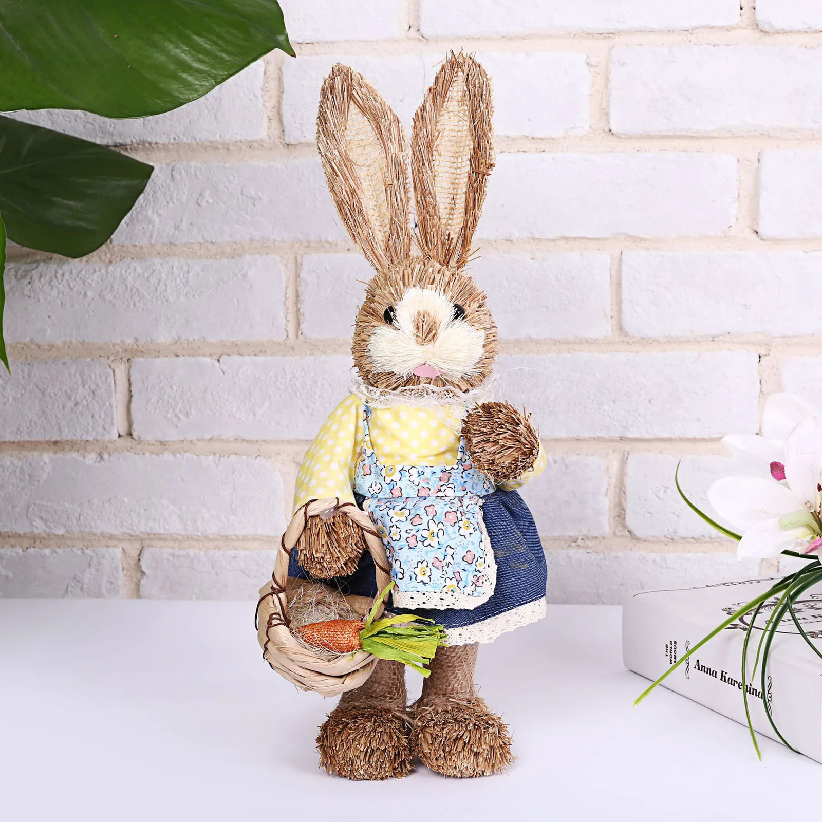 32x15cm Easter Simulation Bunny Home Garden Bunny Decoration Creative Straw Bunny