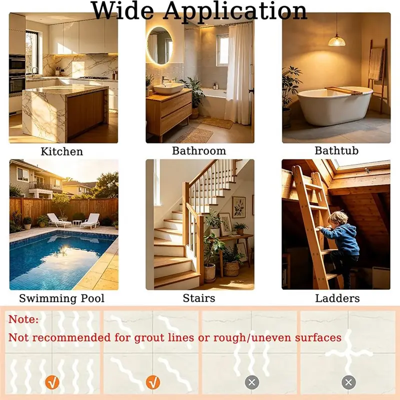 BAAG-Wavy Bathtub Non Slip Stickers,Waterproof No Residue Wavy Grip Treads For Tub, Shower Floor, Stairs, Ladders And Boats