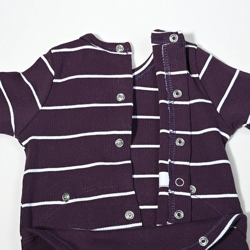 AA-Gestreifte Pyjamas für Kinder Jungen und Mädchen Zweiteiliges Set und Baby-Strampler Langarm Herbst/Winter Gerippte Baumwollkleidung – Detail 40