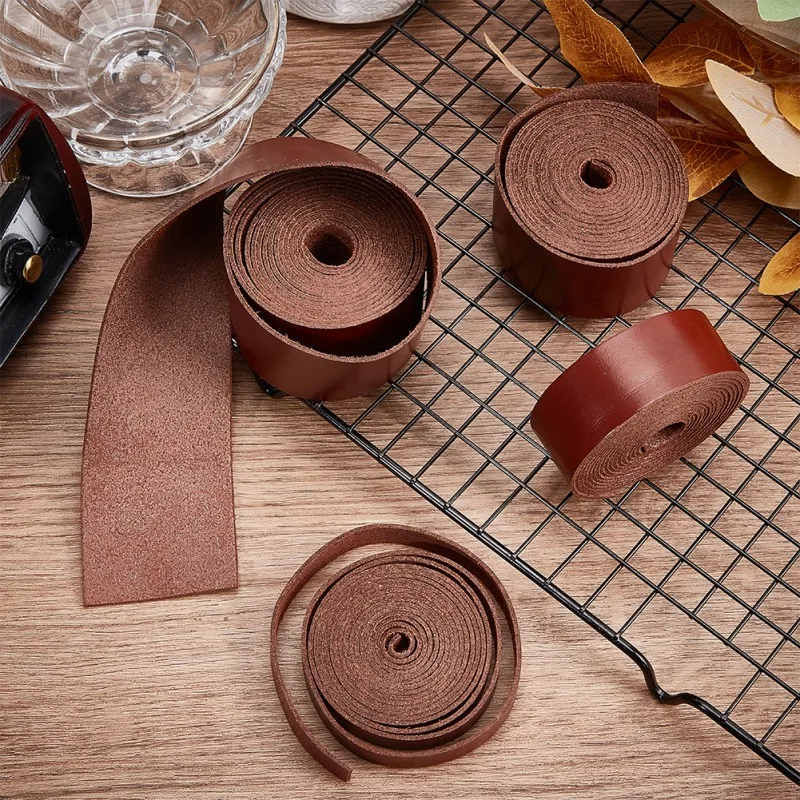 1 Roll 0.5 Inch Wide Flat Leather Cord 200cm Leather Strips 1.2mm Thick Glossy Full Grain Genuine Leather Strap Threads Strings