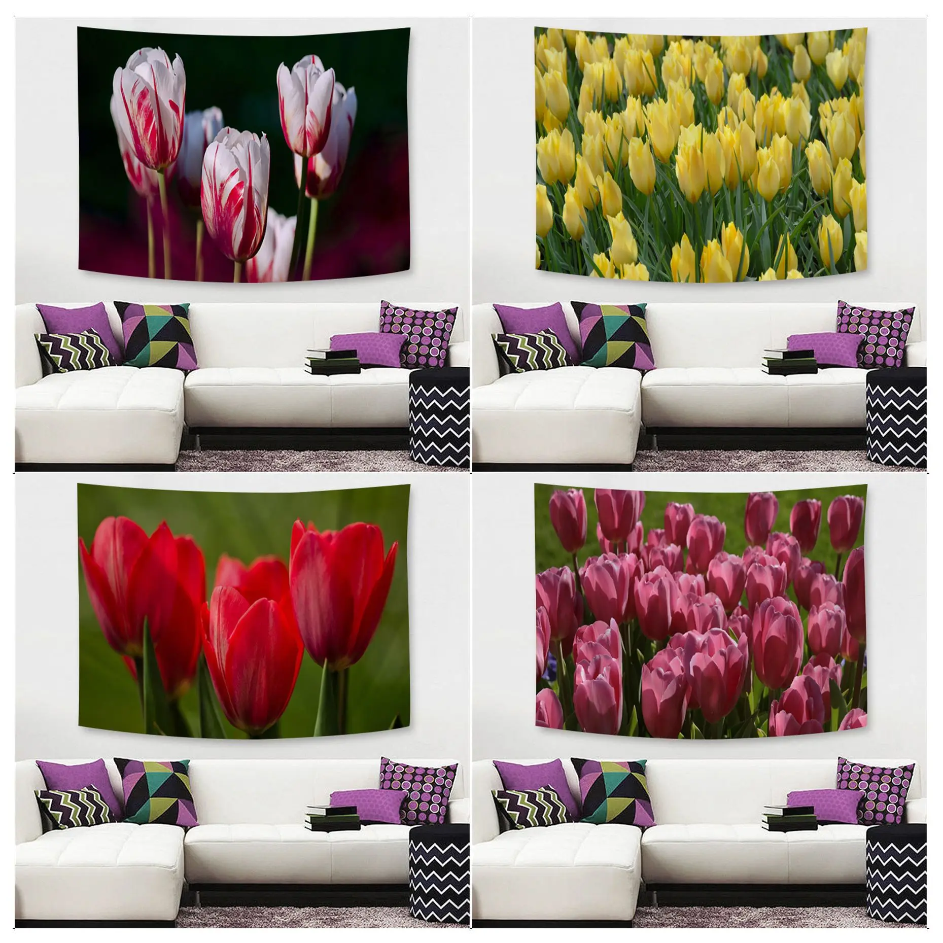 

Flower Tulip beatuiful Tapestry Tapestry Art Printing Indian Buddha Wall Decoration Witchcraft Bohemian Hippie INS Home Decor